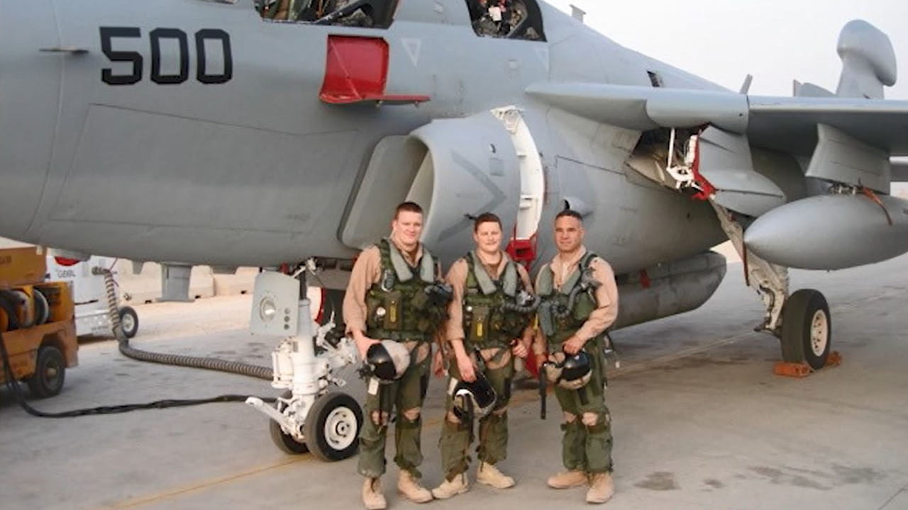 3 pilots in front of aircraft