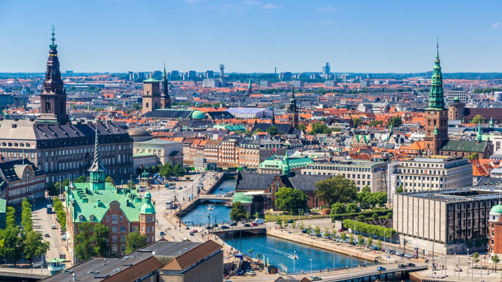 Cityscape photo of Copenhagen, Denmark.