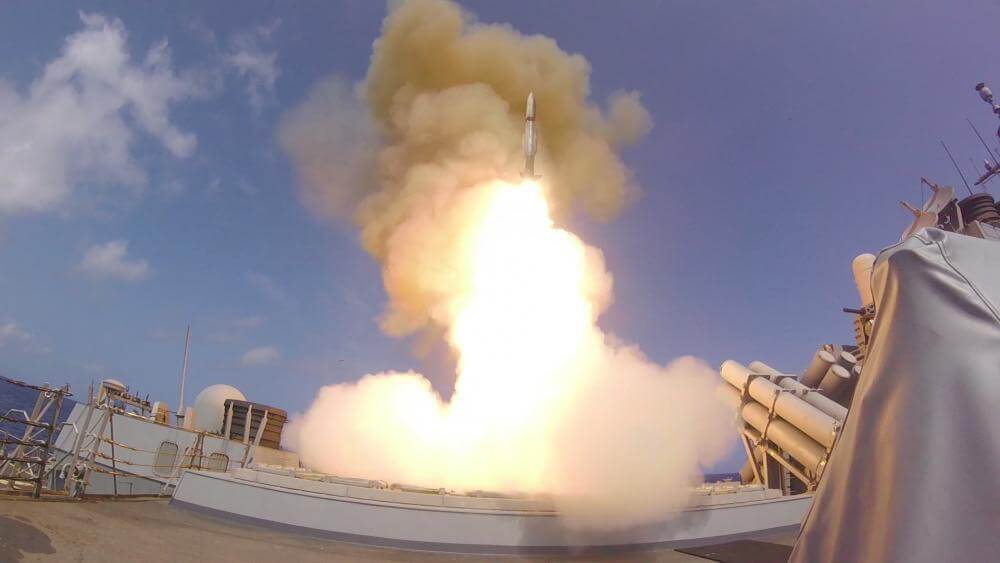 SM-2 guided missile from destroyer