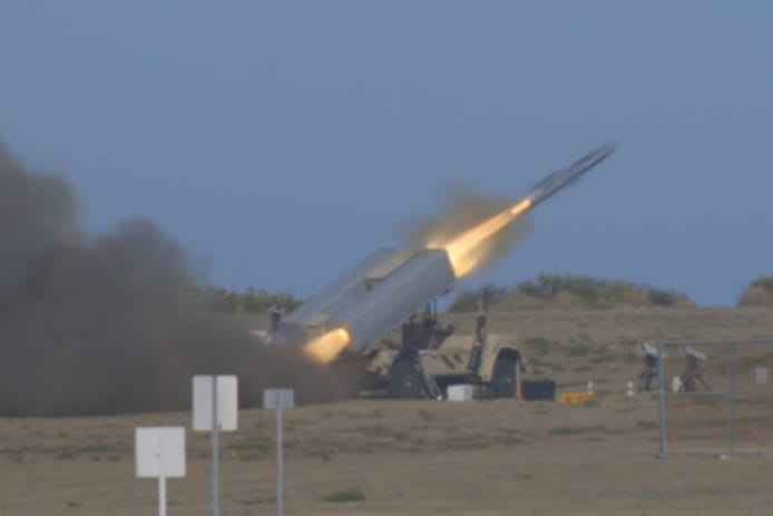  Marines use ground-based anti-ship system to launch Naval Strike Missile at ship in Navy-led exercise. (Photo: USMC)