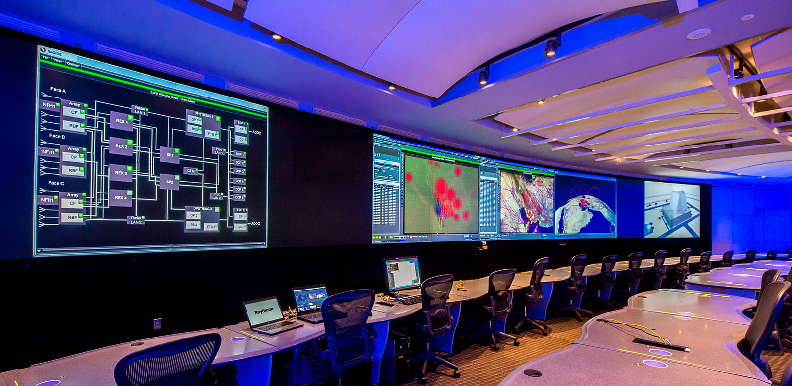 Raytheon Missiles and Defense displays 3D visualizations of scenarios and then creates digital twins, or virtual replicas, of new or altered systems that could change the outcome of those conflicts.