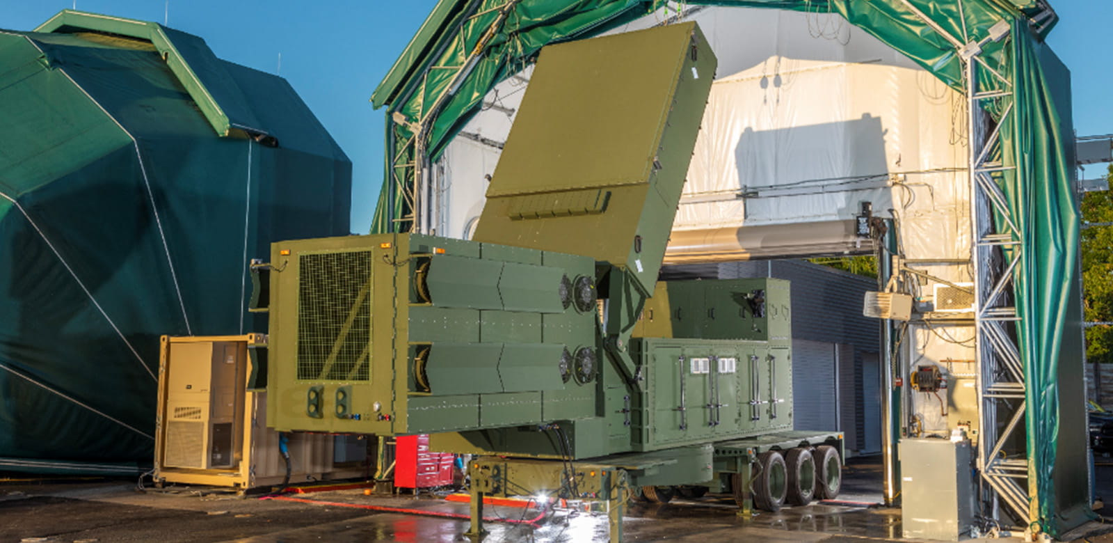 Raytheon’s GhostEye, the first of a family of radars, otherwise known as LTAMDS, is currently sensing at the Raytheon Missiles & Defense outdoor test facility.