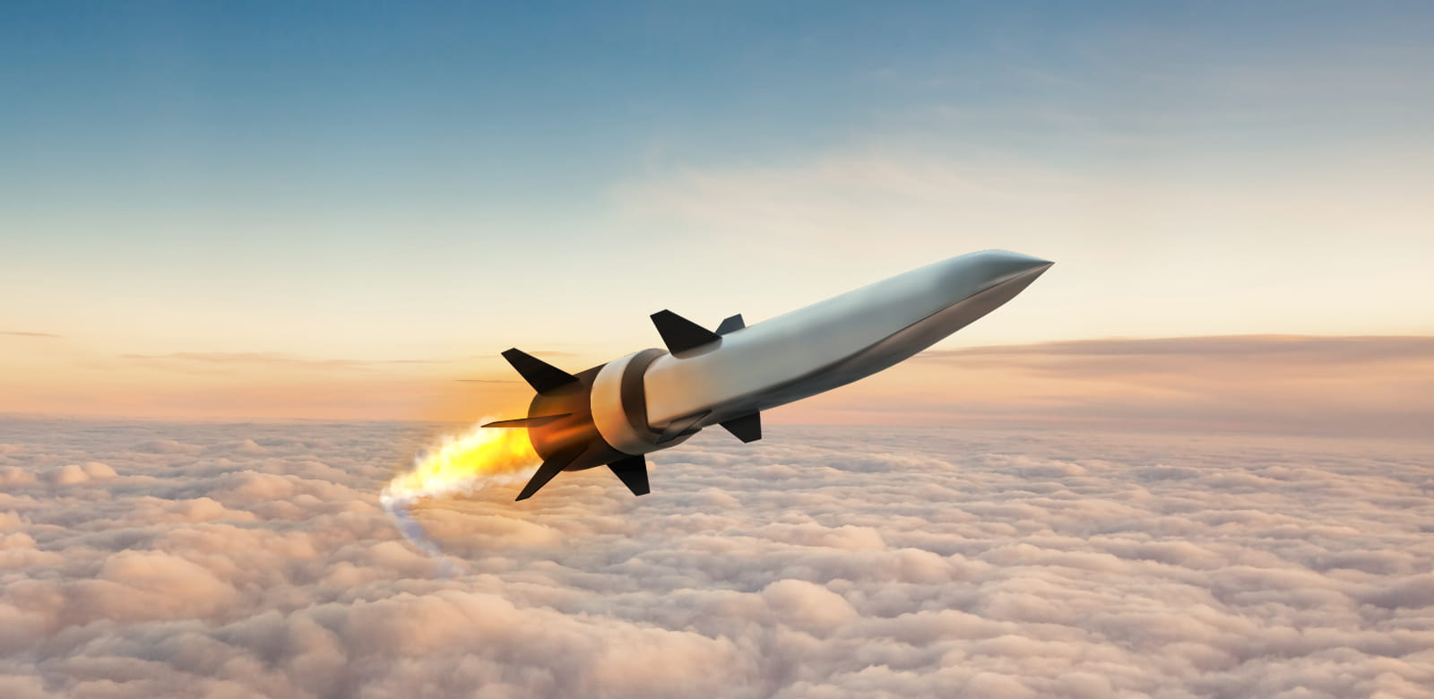 This artist’s rendering shows the Hypersonic Air-breathing Weapon Concept, which integrates Raytheon Technologies’ air-breathing hypersonic weapons with scramjet combustors from Northrop Grumman.