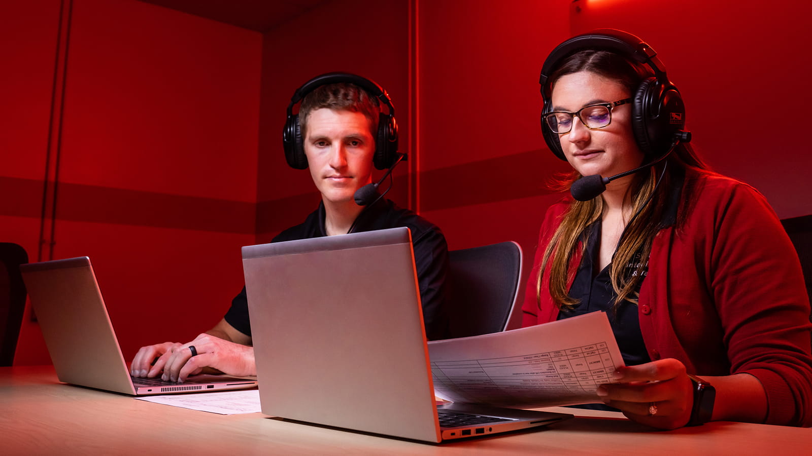 Nick Giovannucci and Kealey Maddalena, engineers at Raytheon Missiles & Defense in Tucson, Arizona, rehearse the launch of the Hypersonic Air-breathing Weapon Concept, developed with the U.S. Defense Advanced Research Projects Agency, U.S. Air Force and Northrop Grumman.