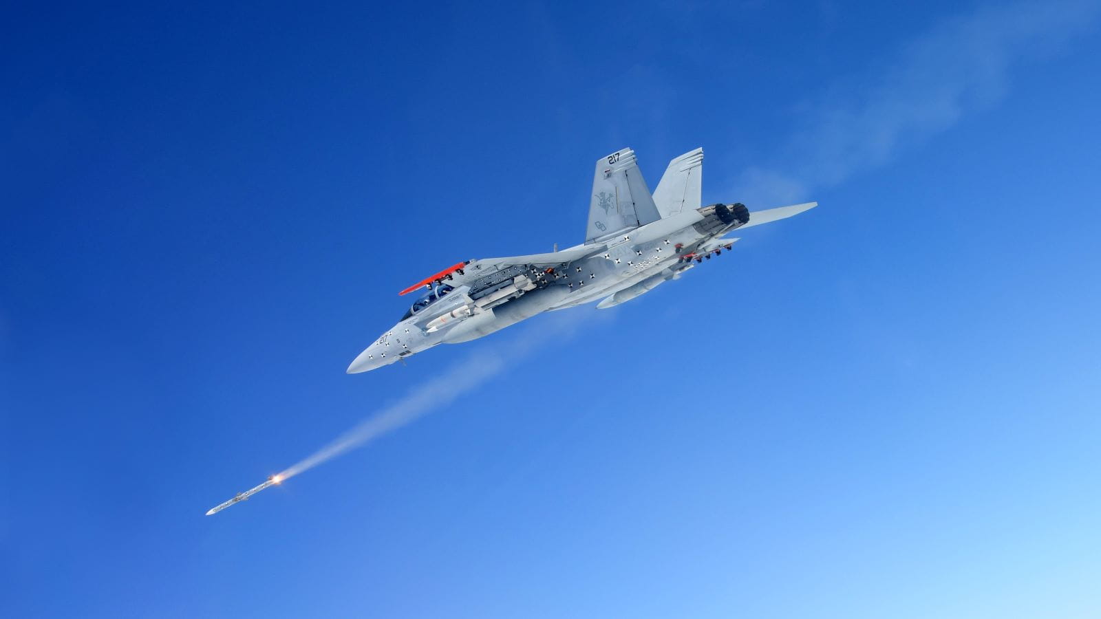 An AMRAAM missile is fired from a fighter jet