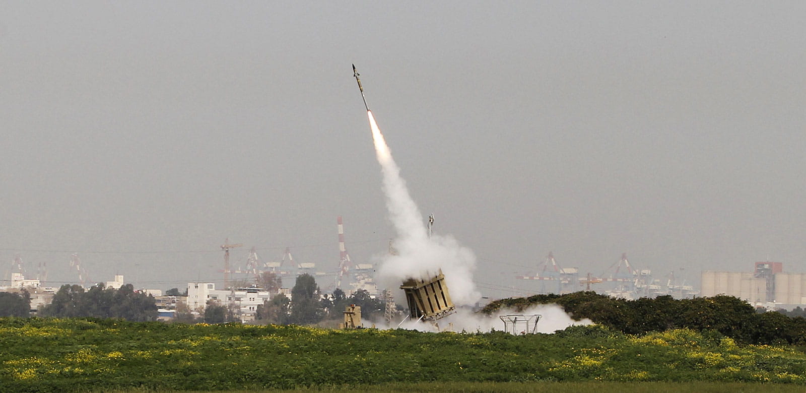 Missile being launched from ground