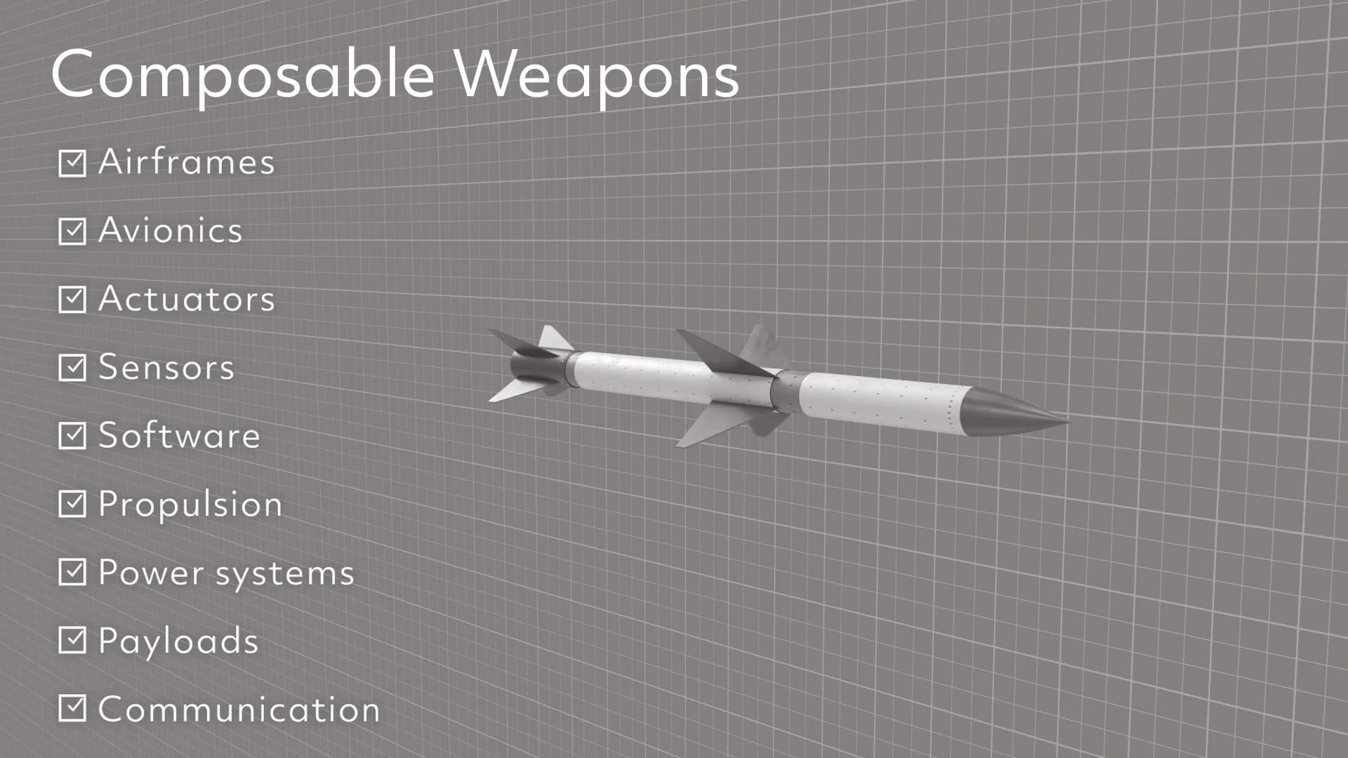 Composable weapon missile graphic with checklist