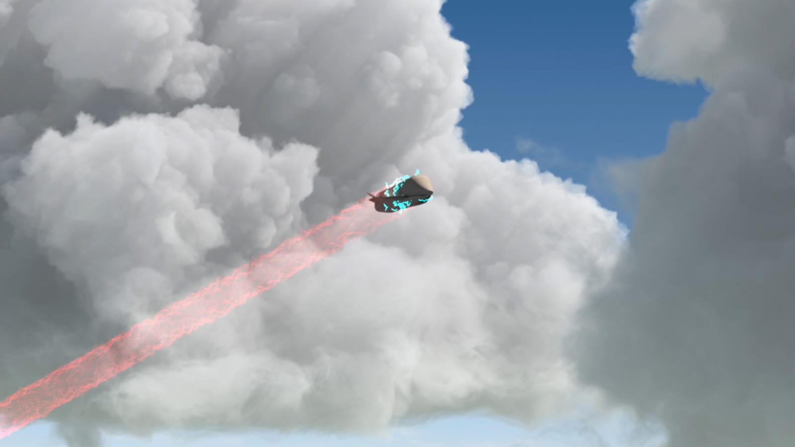 rendering of HPM beam disabling UAV