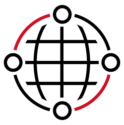 An infographic icon of a globe.