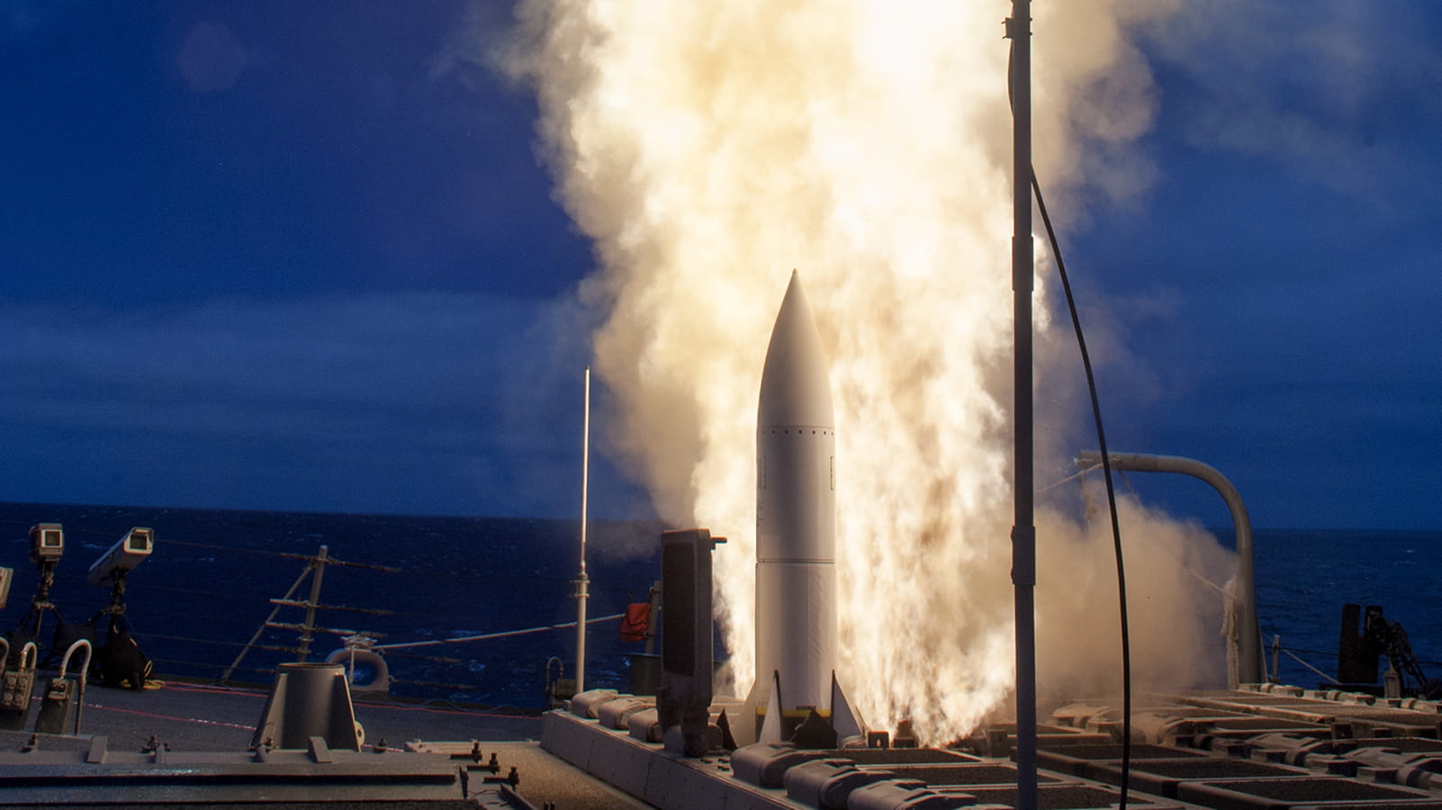 Standard Missile-6 launches during a test fire from a U.S. Navy ship.