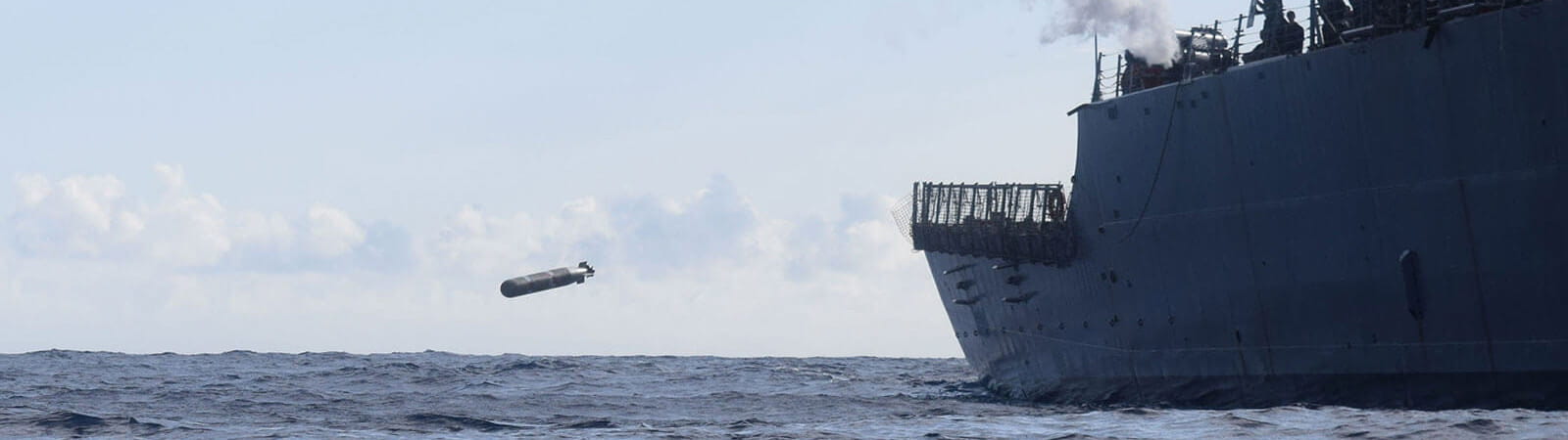 mk-45 torpedo launching into water
