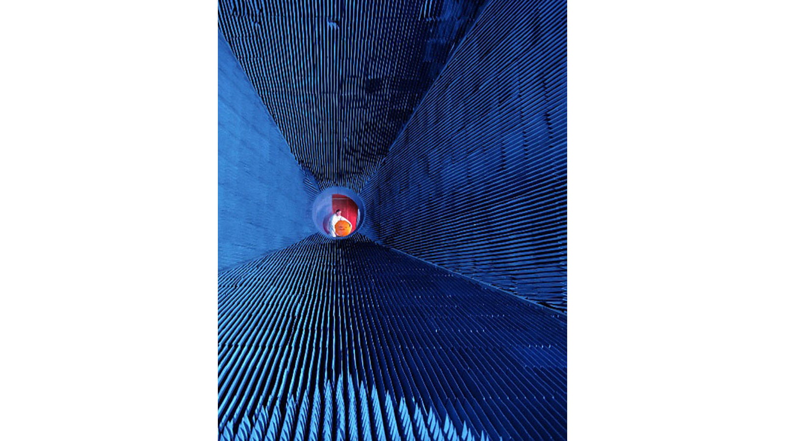 An APG-63 undergoing radar cross section performance measurements in an anechoic test chamber.