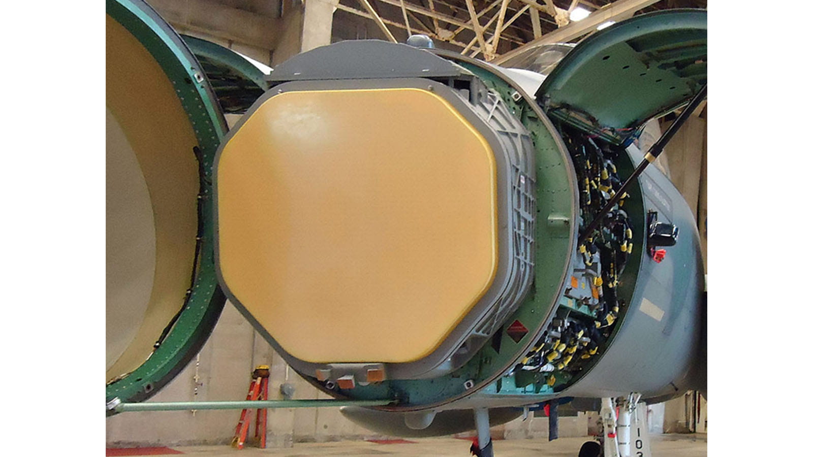 The APG-63(V)3 AESA radar for the Boeing F-15C Eagle and F-15E Strike Eagle aircraft.