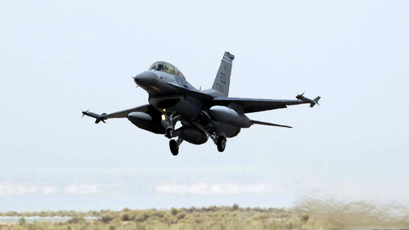 First flight of the APG-84 on an F-16 at Edwards Air Force Base, Calif.