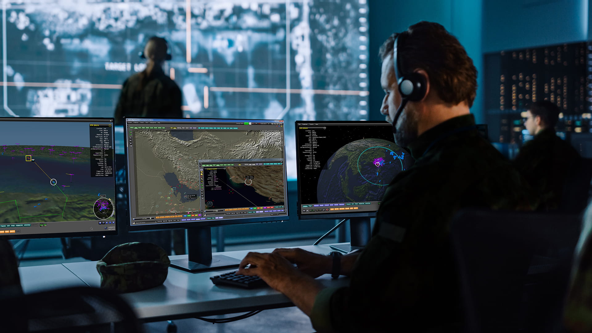 C4I command center with large screen