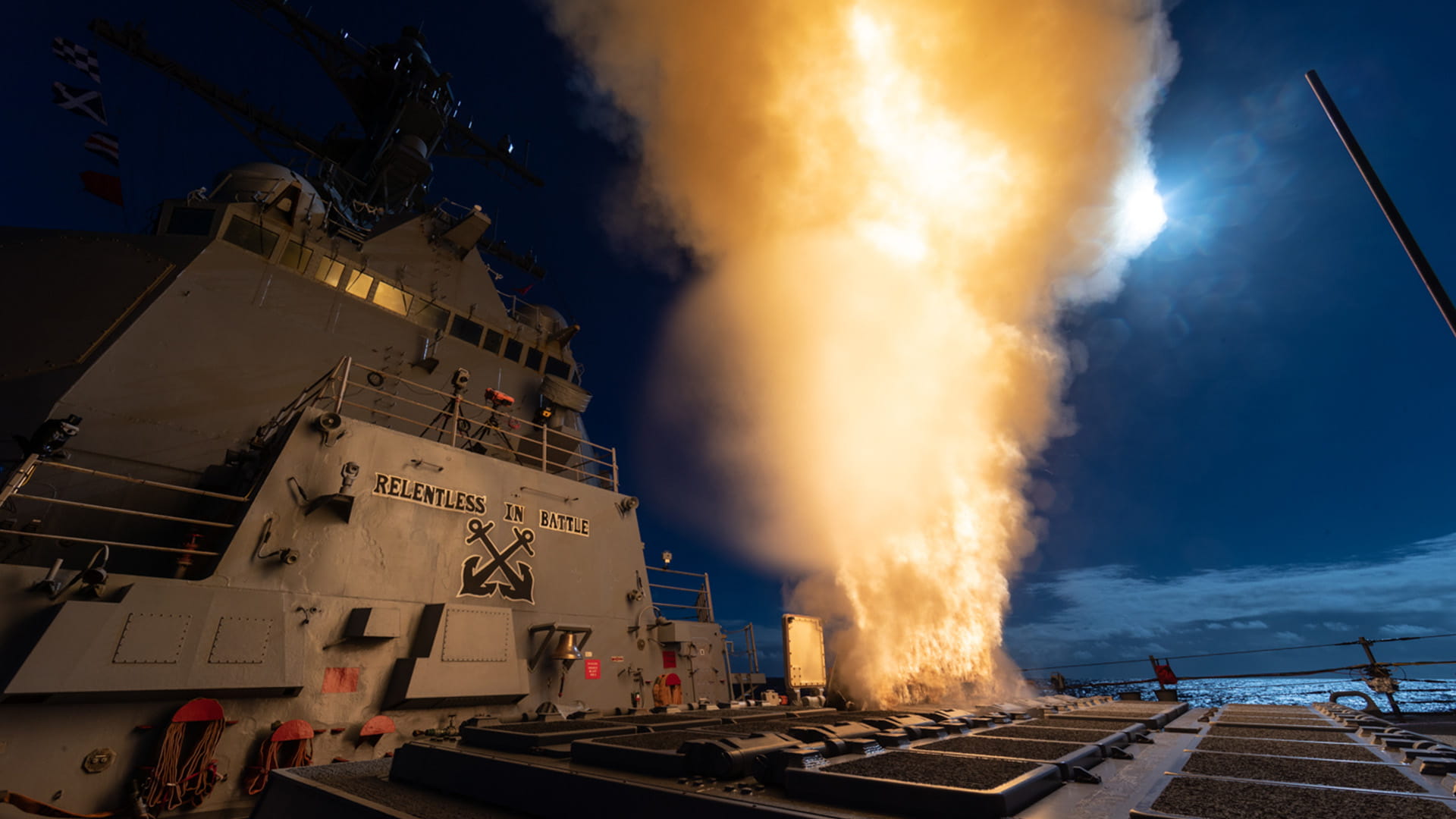 SM-3 launch into the night sky