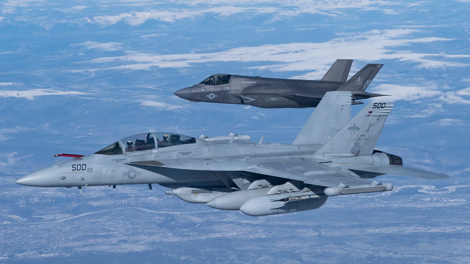 EA-18G and F-35 in flight