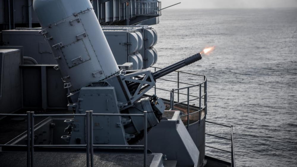 The radar-guided, rapid-firing Phalanx weapon system can fire between 3,000-4,500 cannon rounds per minute. (Photo: U.S. Navy)