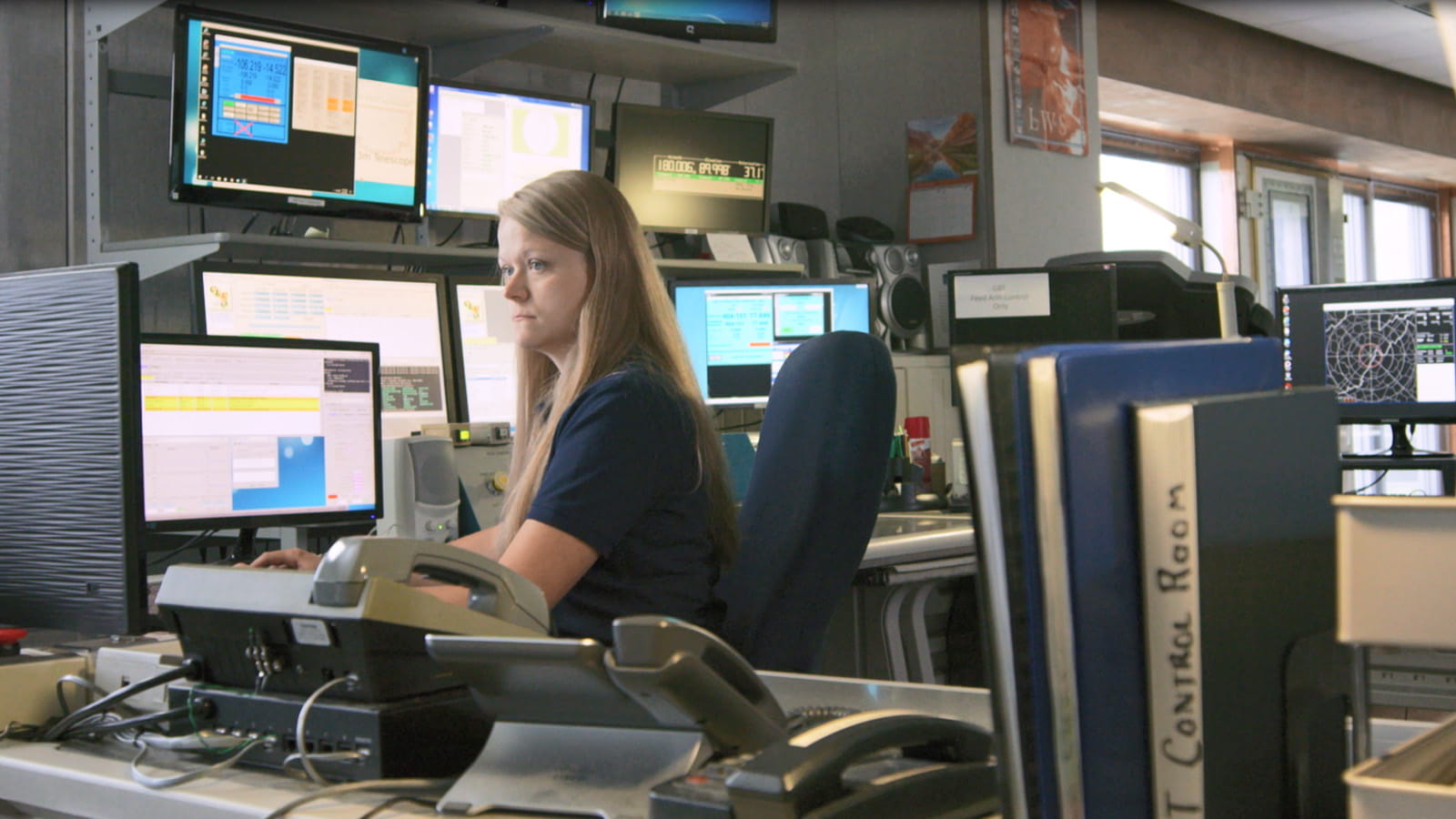 Telescope Operator Amanda White is shown in the Green Bank Telescope Control Room