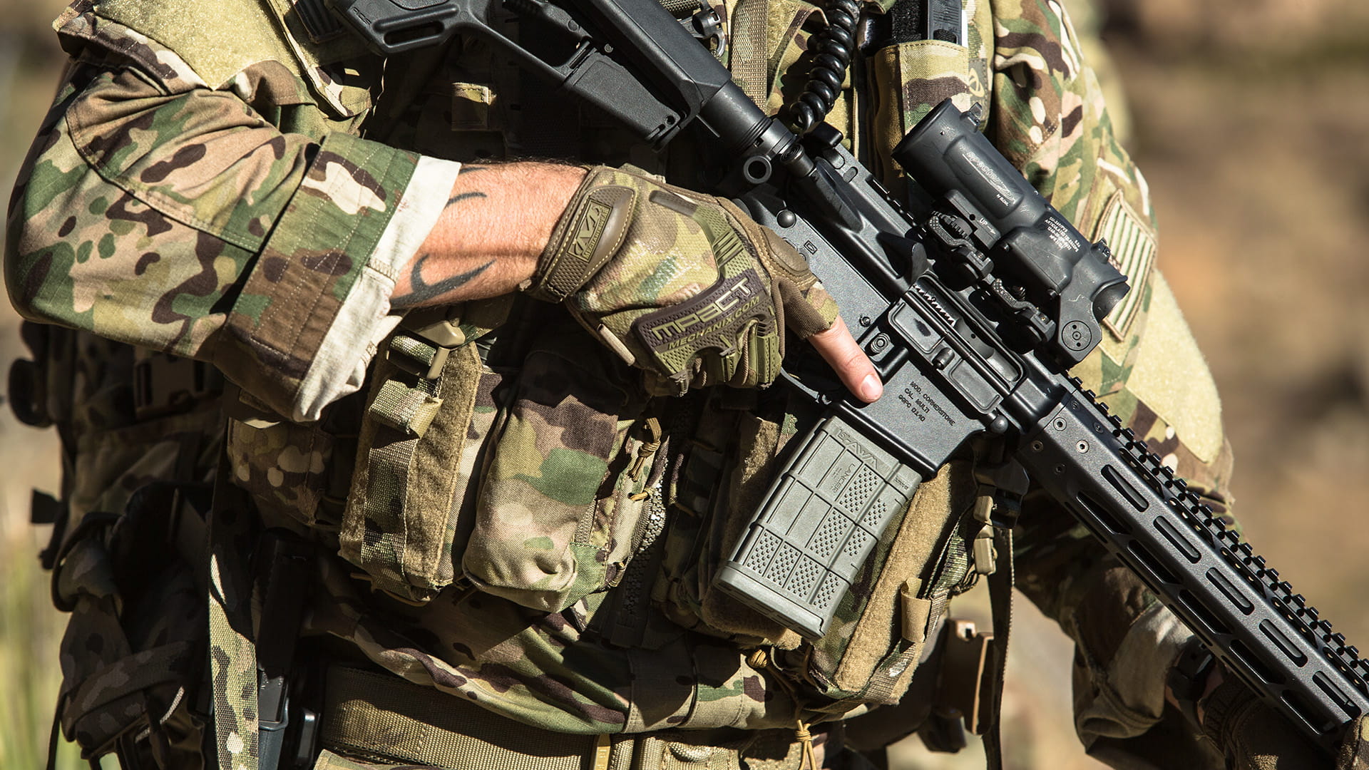 ELCAN sights on rifle