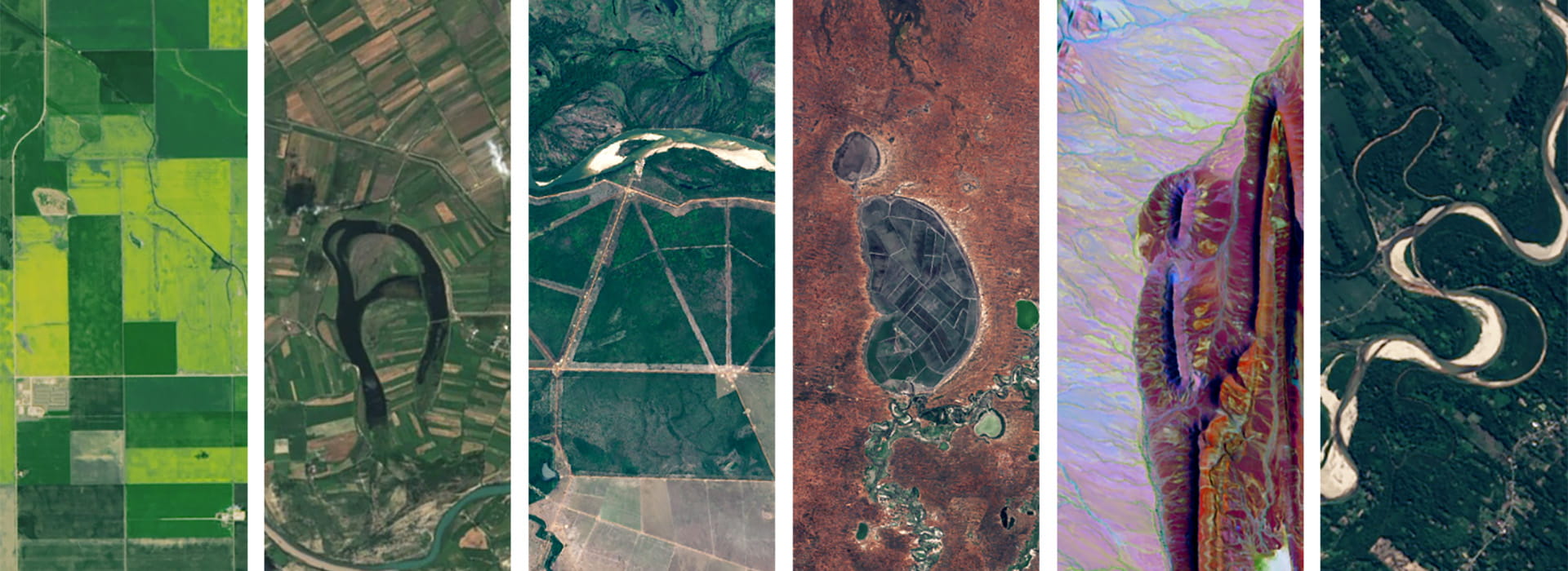 overhead views of multiple terrain slices