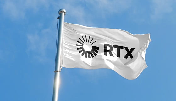 White flag with new RTX branded logo in black